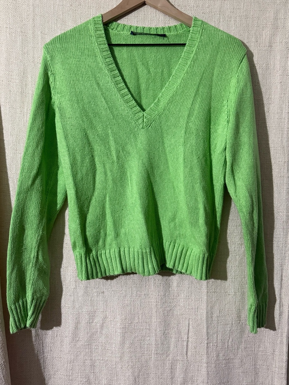 Ralph Lauren V-Neck Sweater in Lime Green